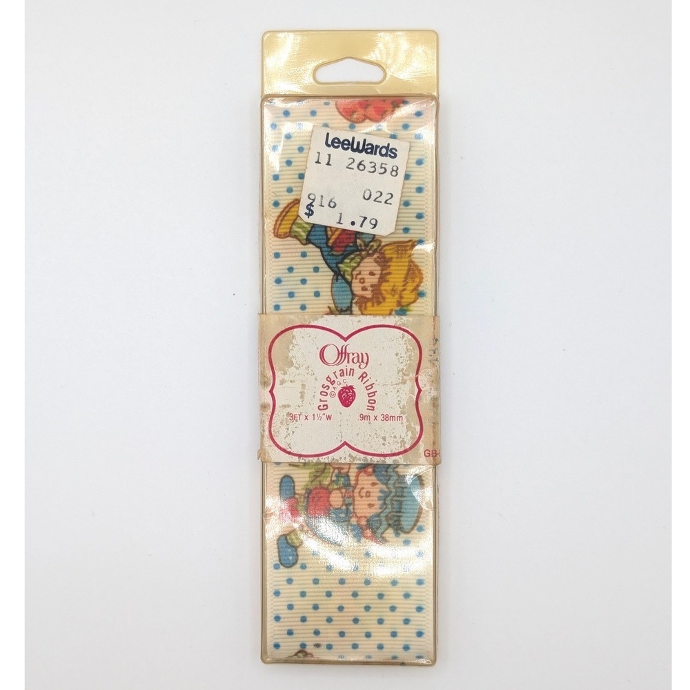 Strawberry Shortcake Vintage Offray Grosgrain Ribbon 1.5" x 3yd Polka Dot 80s